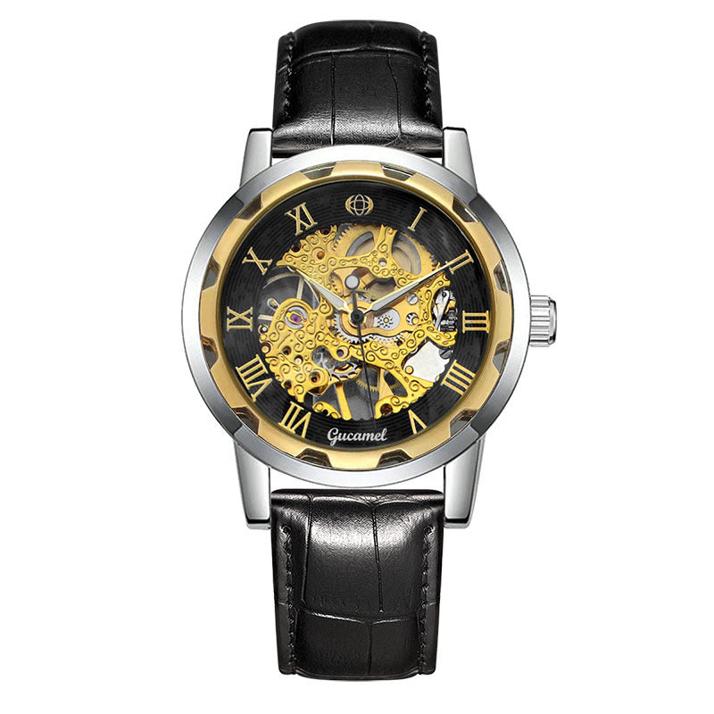 Steel Strip Hollow Gold Manual Mechanical Watch