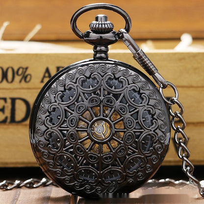 Mechanical Pocket Watch Retro Large Gun Color Spider Web Flip