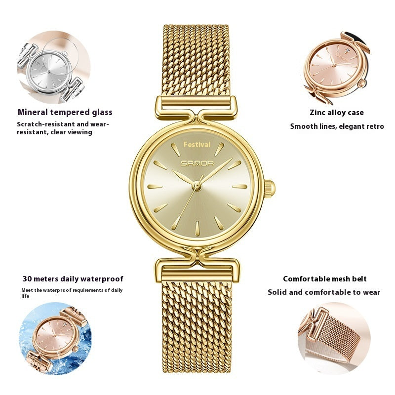 Women's Retro Mesh Strap Watch Outdoor All-matching