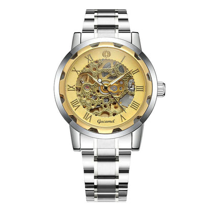 Steel Strip Hollow Gold Manual Mechanical Watch