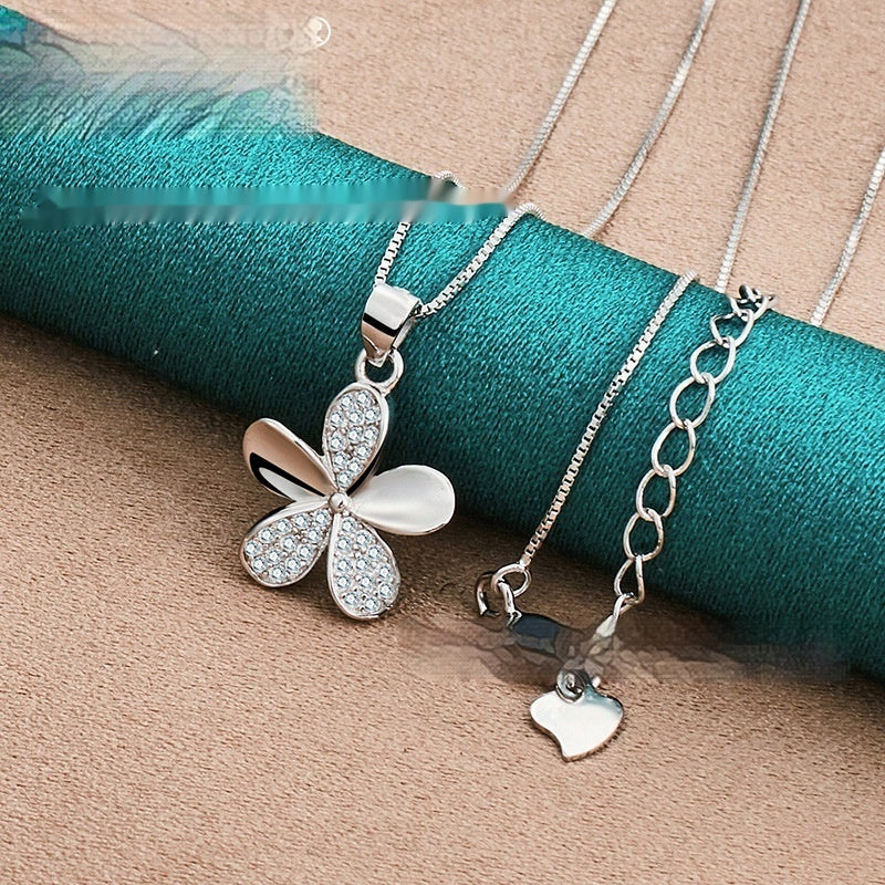 Flower Pendant Necklace Thin Chain Female Accessories Snake Chain