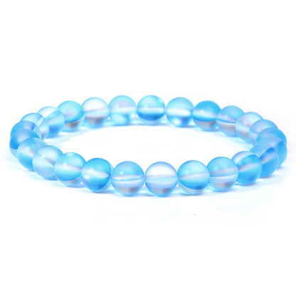 8mm Natural Stone Beads Bracelet Men's White Turquoise Stretch