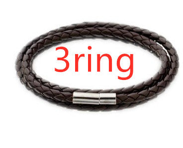 Personalized Mens Braided Genuine Leather Bracelet Stainless Steel Custom Beads Name Charm Bracelet For Men With Family Names