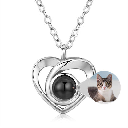 S925 Silver Romantic Photo Projection Necklace Heart Shaped Pendant Necklace