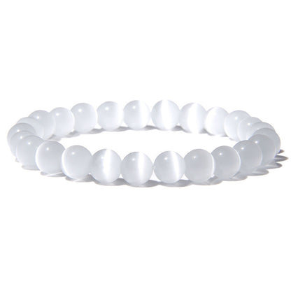 8mm Natural Stone Beads Bracelet Men's White Turquoise Stretch