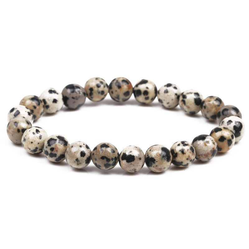 8mm Natural Stone Beads Bracelet Men's White Turquoise Stretch