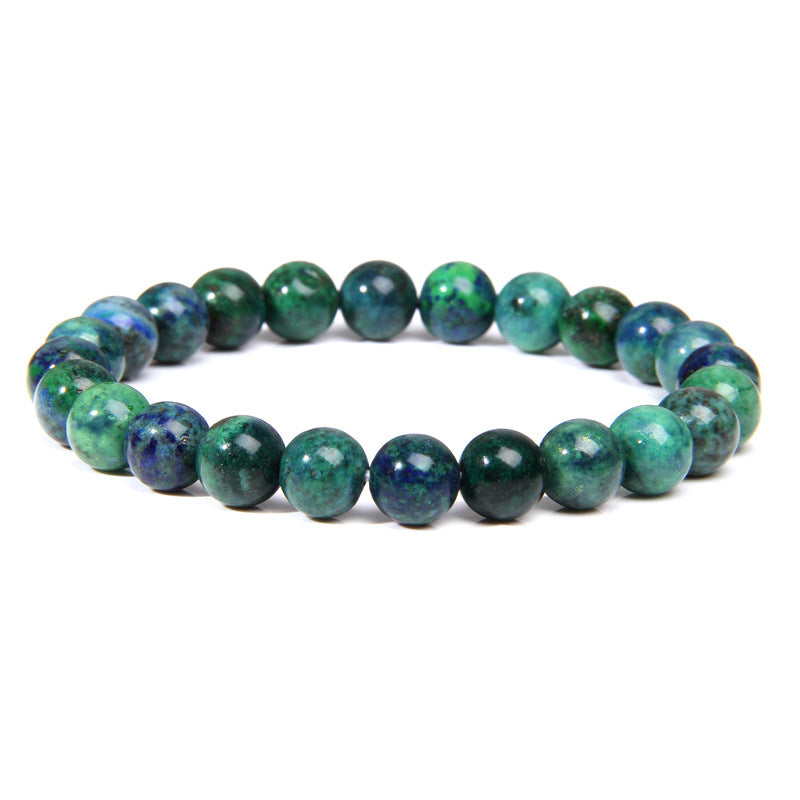 8mm Natural Stone Beads Bracelet Men's White Turquoise Stretch