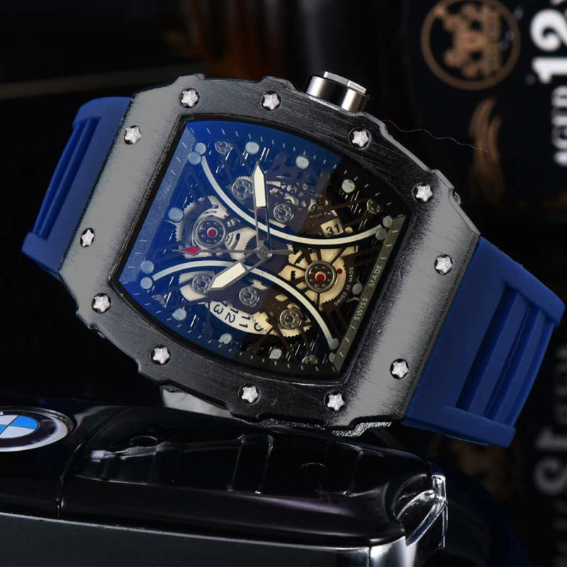 Automatic Quartz Hollow Luminous Waterproof Barrel-shaped Men