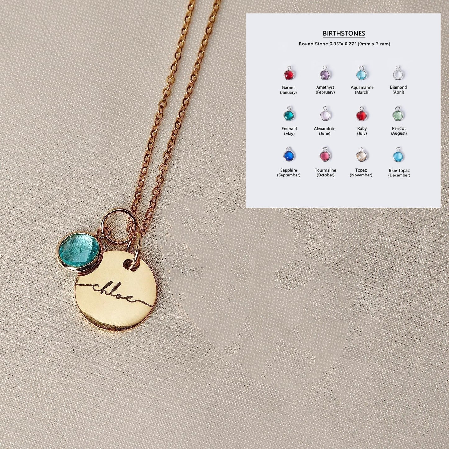 Personalized Name Engraving Necklace Birthstone Pendants Stackable Jewelry Birthday Gift For Women Mom Wife Daughter Friend