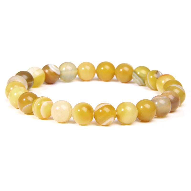 8mm Natural Stone Beads Bracelet Men's White Turquoise Stretch