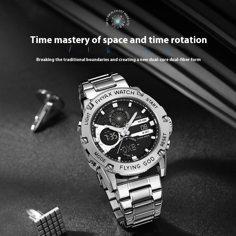 Business Casual Double Display Luminous Waterproof Watch