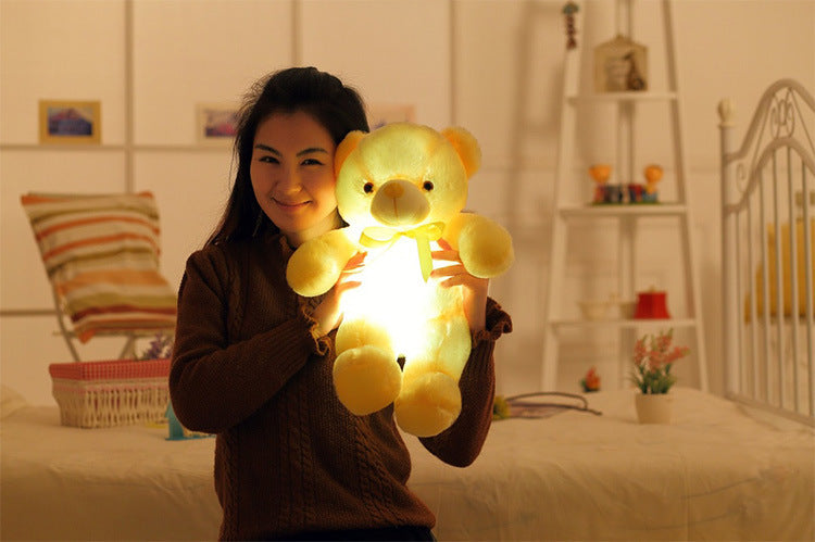 Creative Light Up LED Teddy Bear Stuffed Animals Plush Toy Colorful Glowing Christmas Gift For Kids Pillow