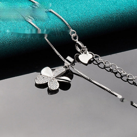 Flower Pendant Necklace Thin Chain Female Accessories Snake Chain