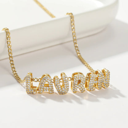 Personalised Crystal Bubble Name Pendant Bubble Name  Necklace Bubble Name Necklace 3D Letter Christmas Gifts For Women