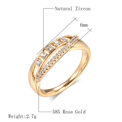 Copper Plating 585 Rose Gold Creative Retro Diamonds Ring For Women