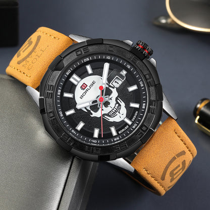 Watch Sports Waterproof Luminous Leather Calendar Multifunctional Quartz