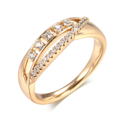 Copper Plating 585 Rose Gold Creative Retro Diamonds Ring For Women