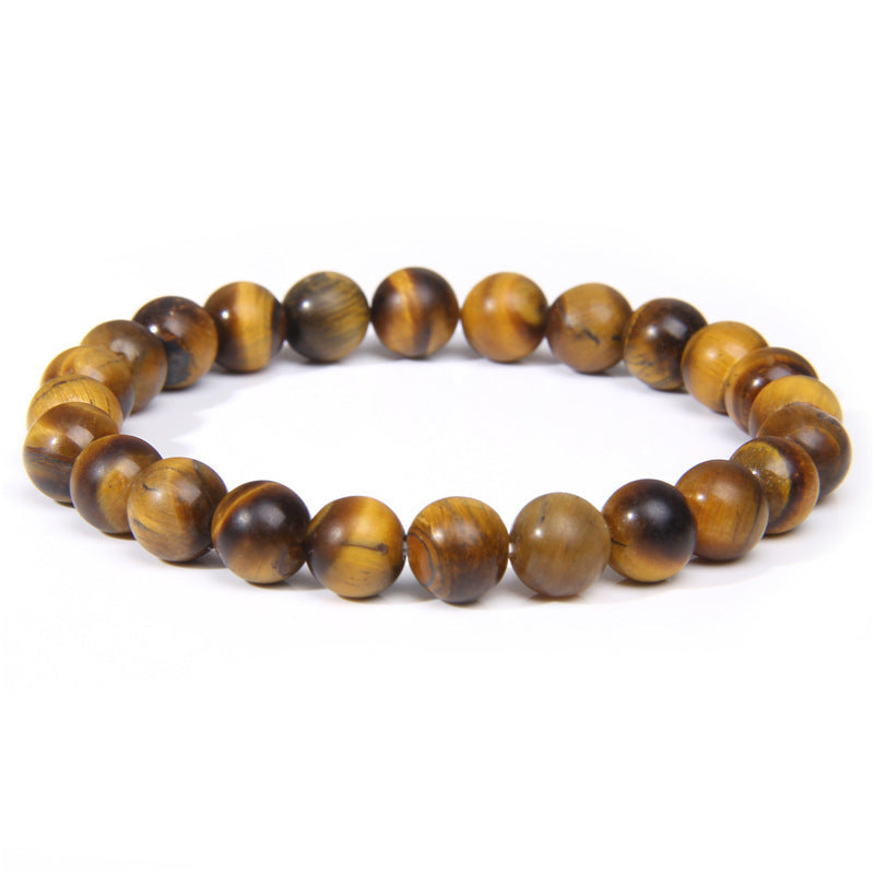 8mm Natural Stone Beads Bracelet Men's White Turquoise Stretch