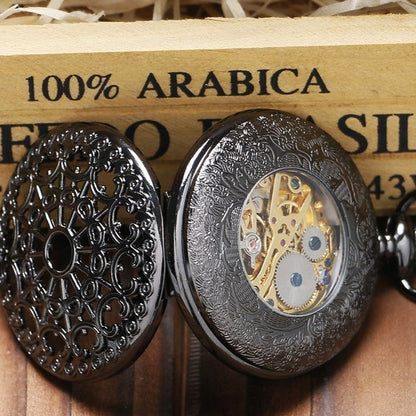 Mechanical Pocket Watch Retro Large Gun Color Spider Web Flip