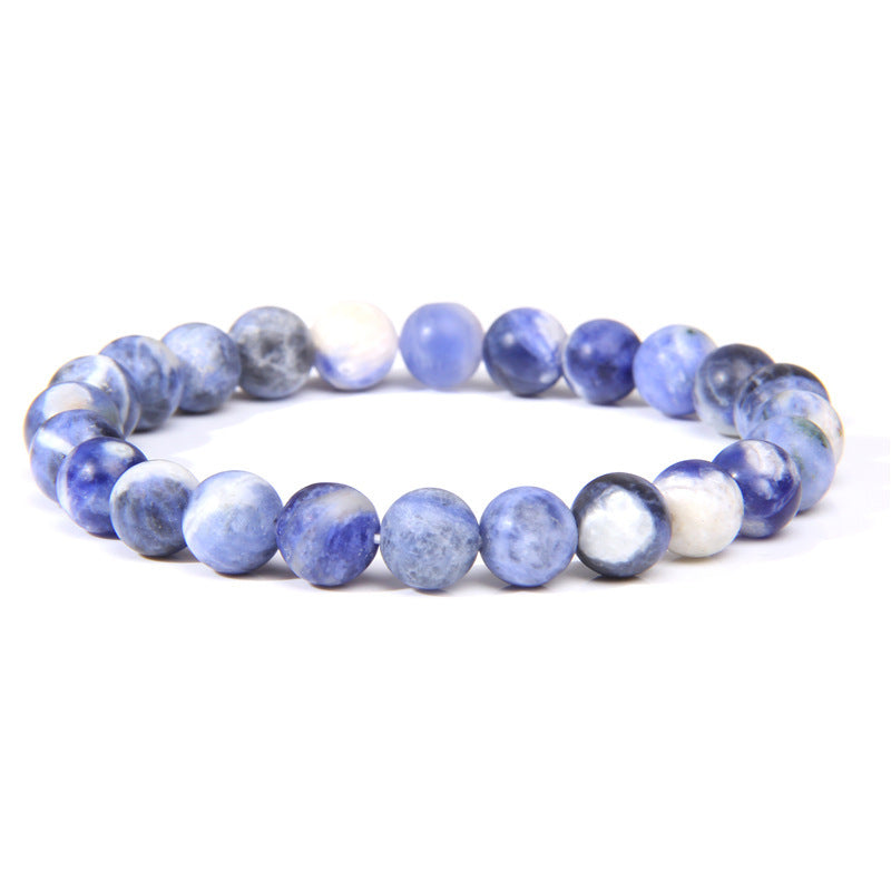 8mm Natural Stone Beads Bracelet Men's White Turquoise Stretch