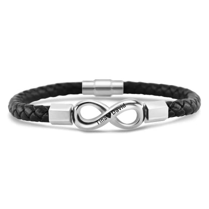 To My Man Custom Names Love You Forever And Always Infinity Leather Bracelet For Husband Dad Son